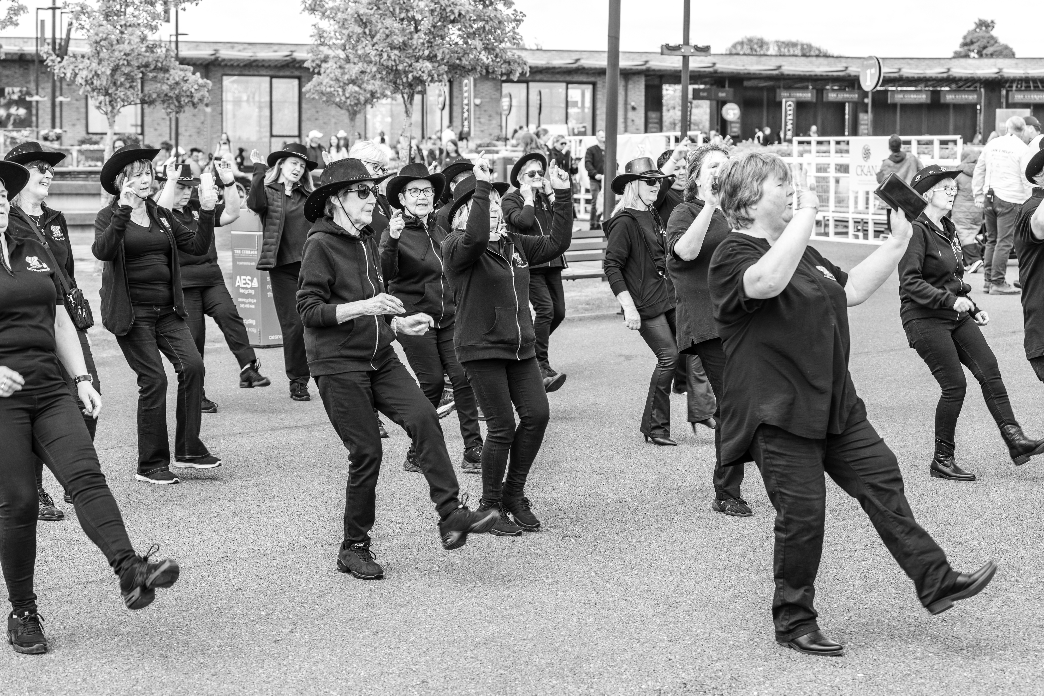 A dance group performing. 